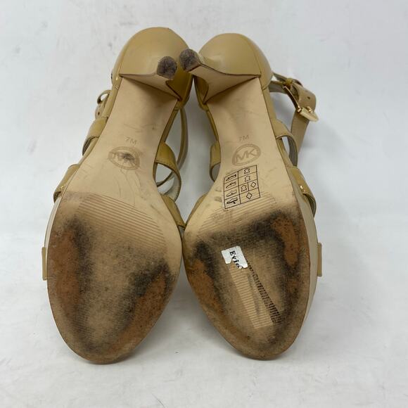 Michael Kors Evie Platform Patent Sandals Heels Womens Size 7 - Picture 7 of 8